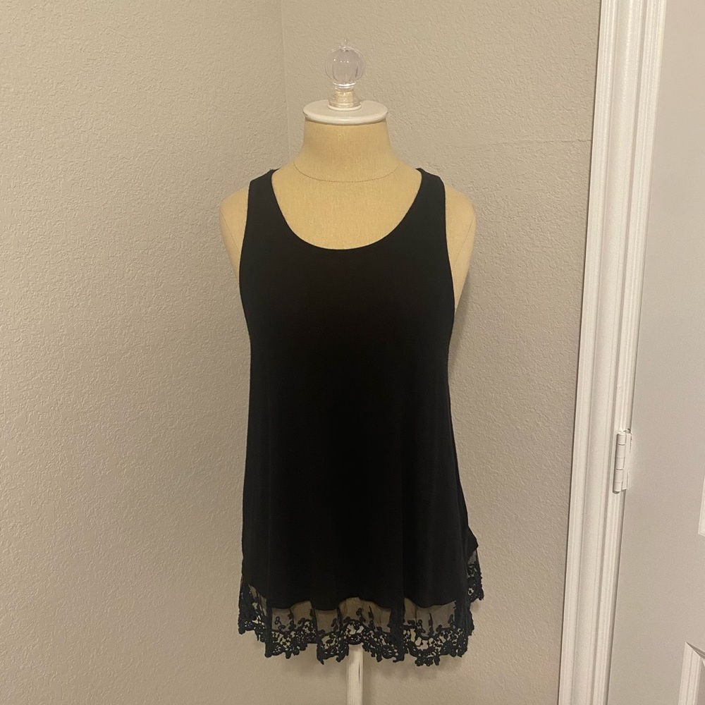 Black Razor Back Tank with Lace at the bottom